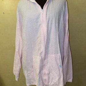 Vtg Chic sear sucker pink bomber jacket